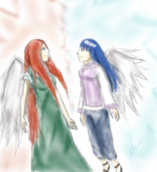 Кушина и Хината с ангельскими крыльями